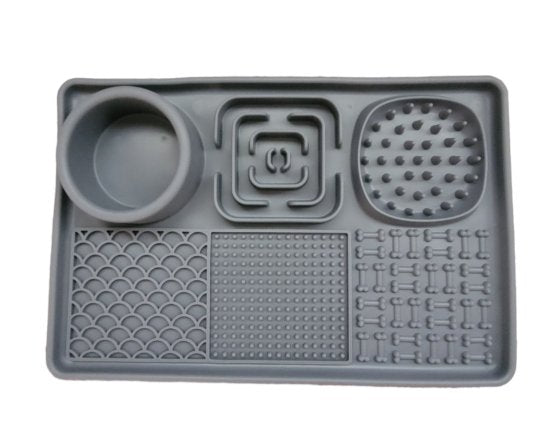  SLOW FEEDER 3 IN 1 DOG BOWL GREY