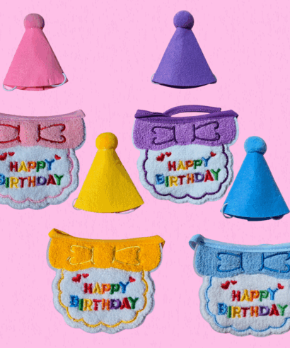 pet party birthday sets in 4 colours