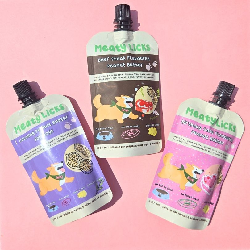 peanut butter multi Multipack of birthday cake peanut butter pouches for dogs