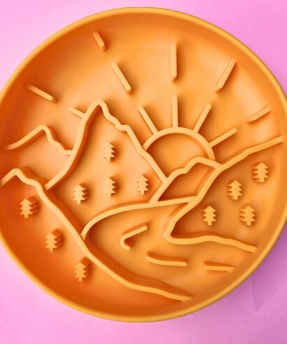 enrichment dog bowl mustard mountains